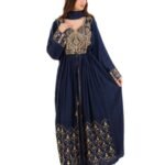 Women Embroidered Front Open Maxi Jalabiya Dress with Long Sleeves